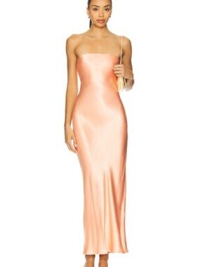 SNDYS x Revolve Coral Satin Strapless Maxi Dress Gown - Medium NWT